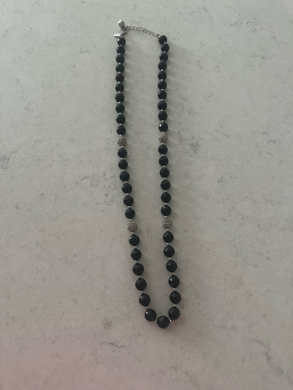 kate spade Black Beaded Necklace with Silver Pave Accent Beads